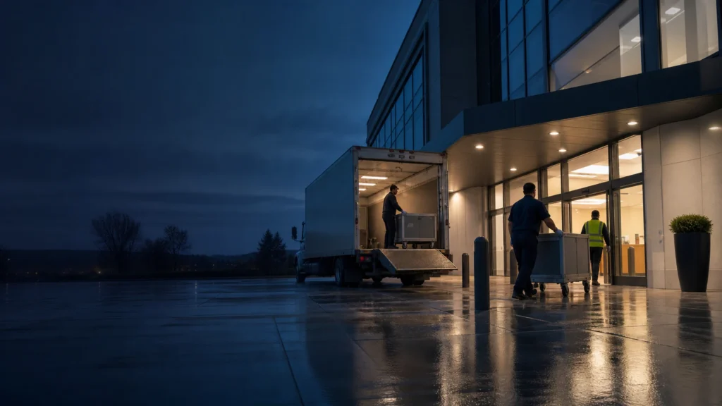 Flood Brothers crew at work: Healthcare Moves With One Standard, in Every State You Operate