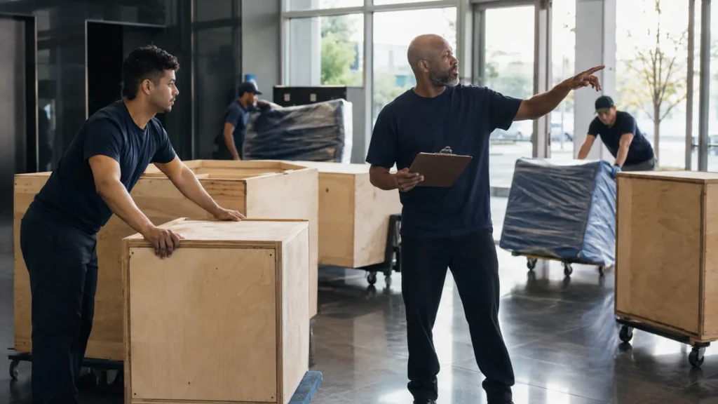 Flood Brothers project manager coordinating a commercial relocation