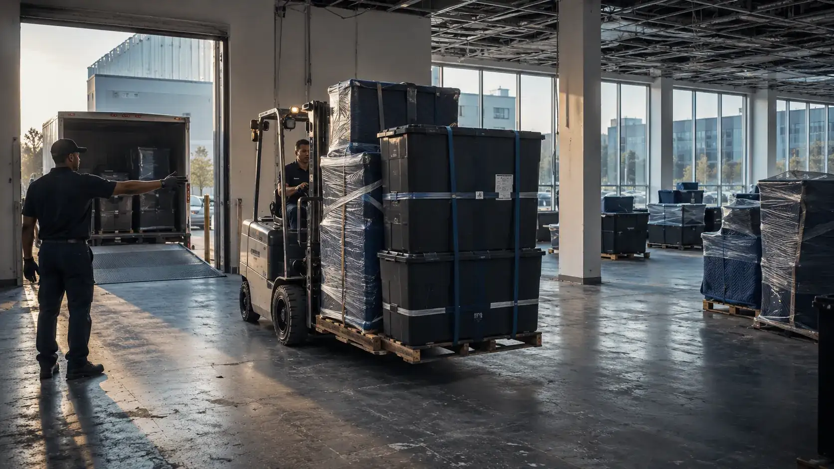 Flood Brothers forklift clearing a facility ahead of a lease-end deadline