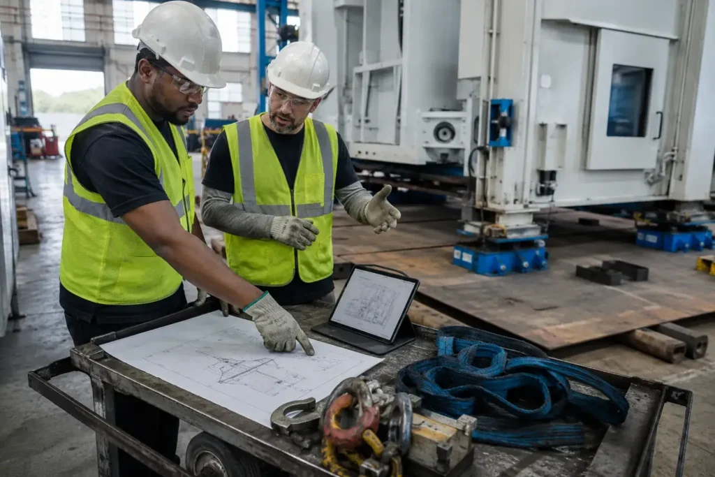 Rigging plan and load engineering for a heavy machinery move