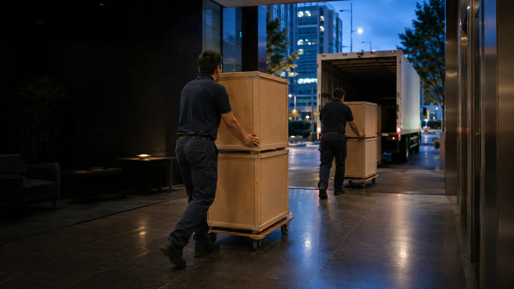After-hours commercial relocation in progress