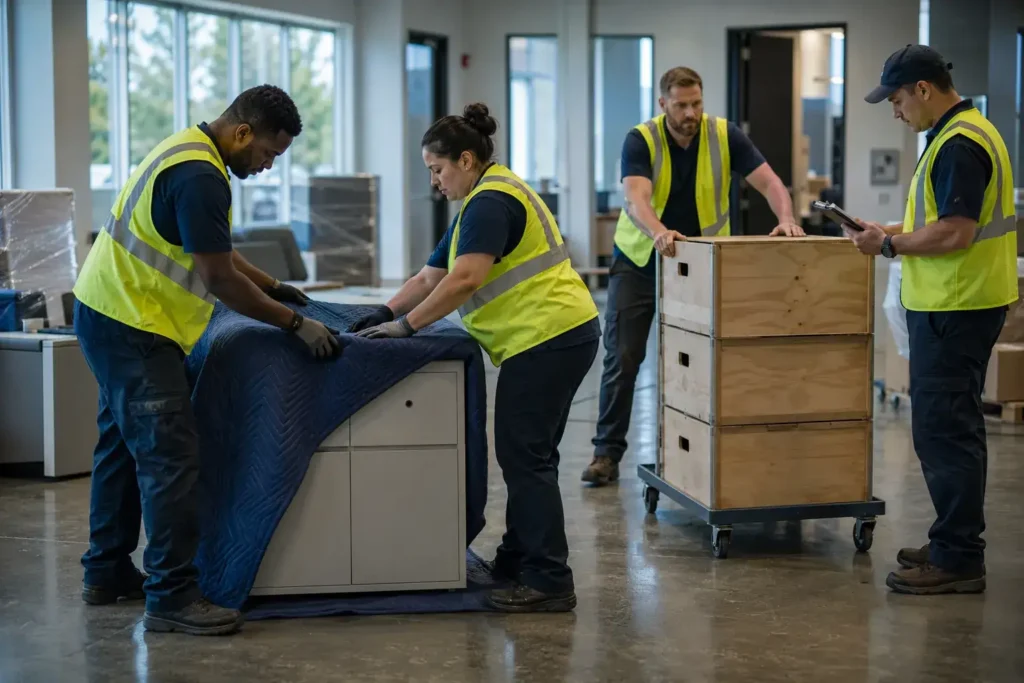 A Flood Brothers full-time commercial moving crew at work
