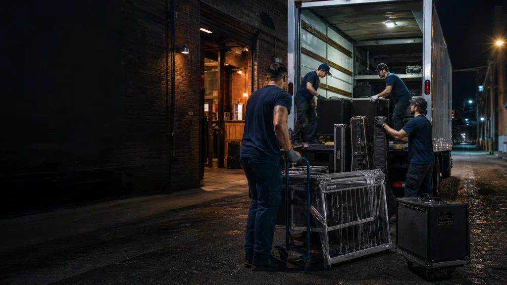 Flood Brothers crew at work: Tour-Grade Moving for the People Who Make Music City